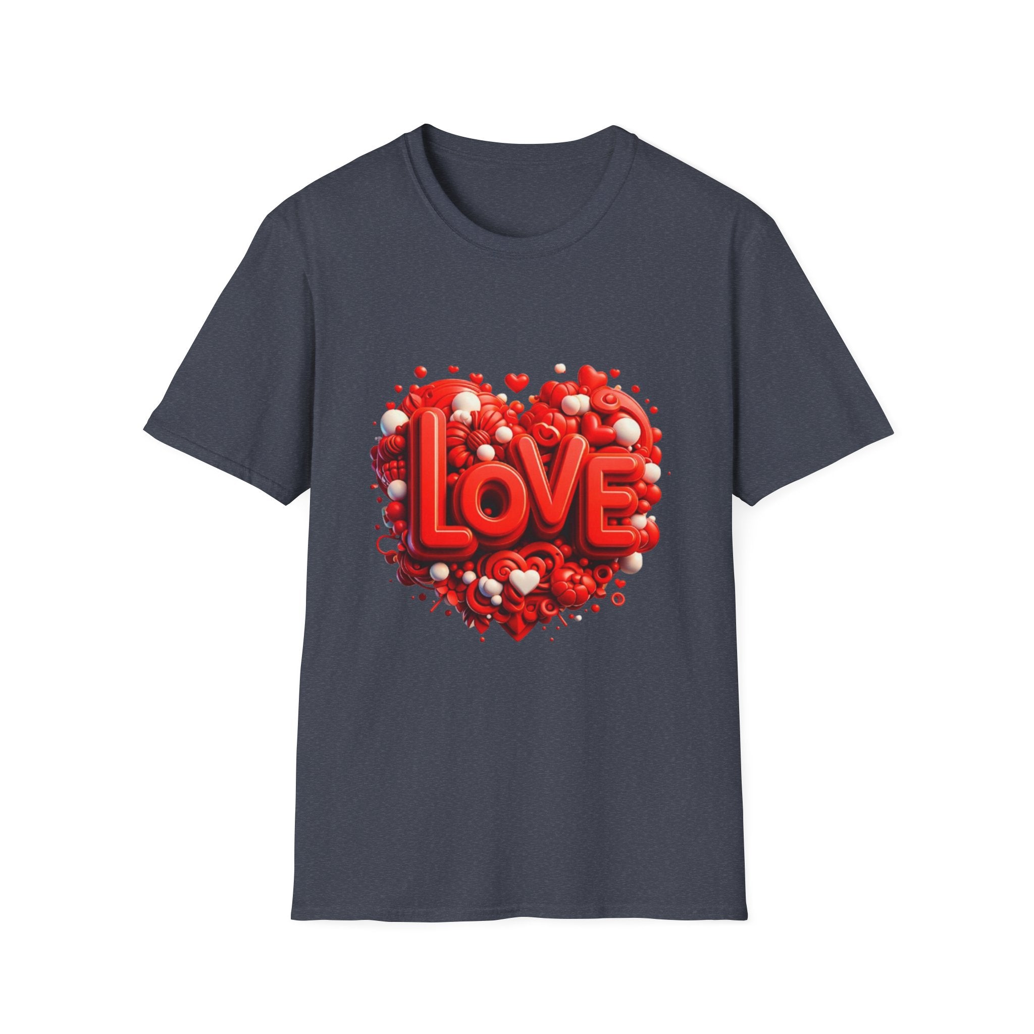 Love Heart T-Shirt — Red 3D 'LOVE' Graphic Valentine's Tee