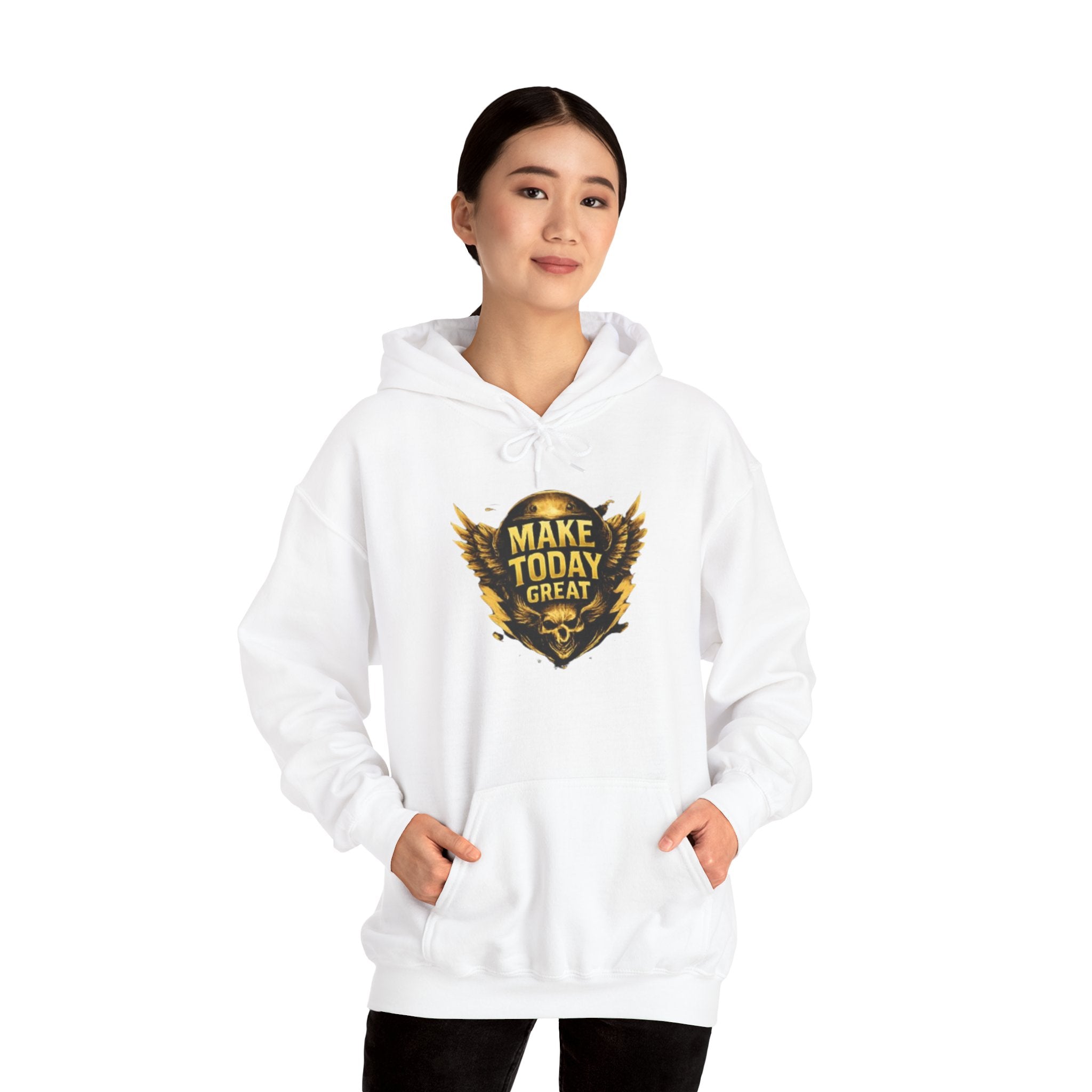 Make Today Great Hoodie — Inspirational Gold Shield Hooded Sweatshirt