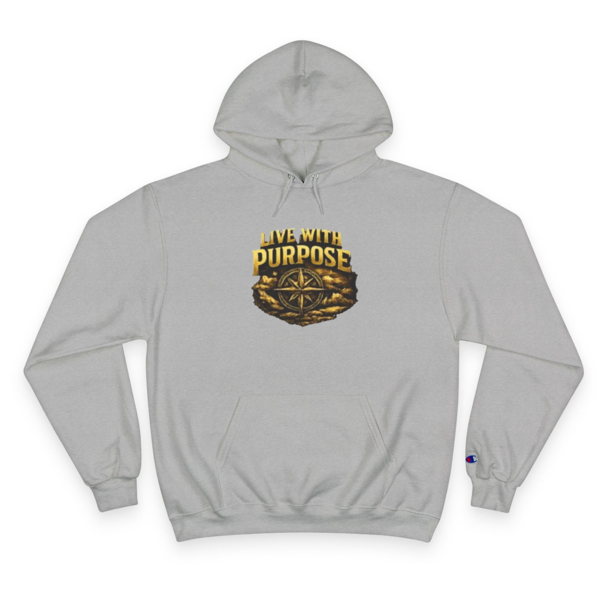 Live With Purpose Hoodie — Motivational Champion Hoodie with Compass Graphic