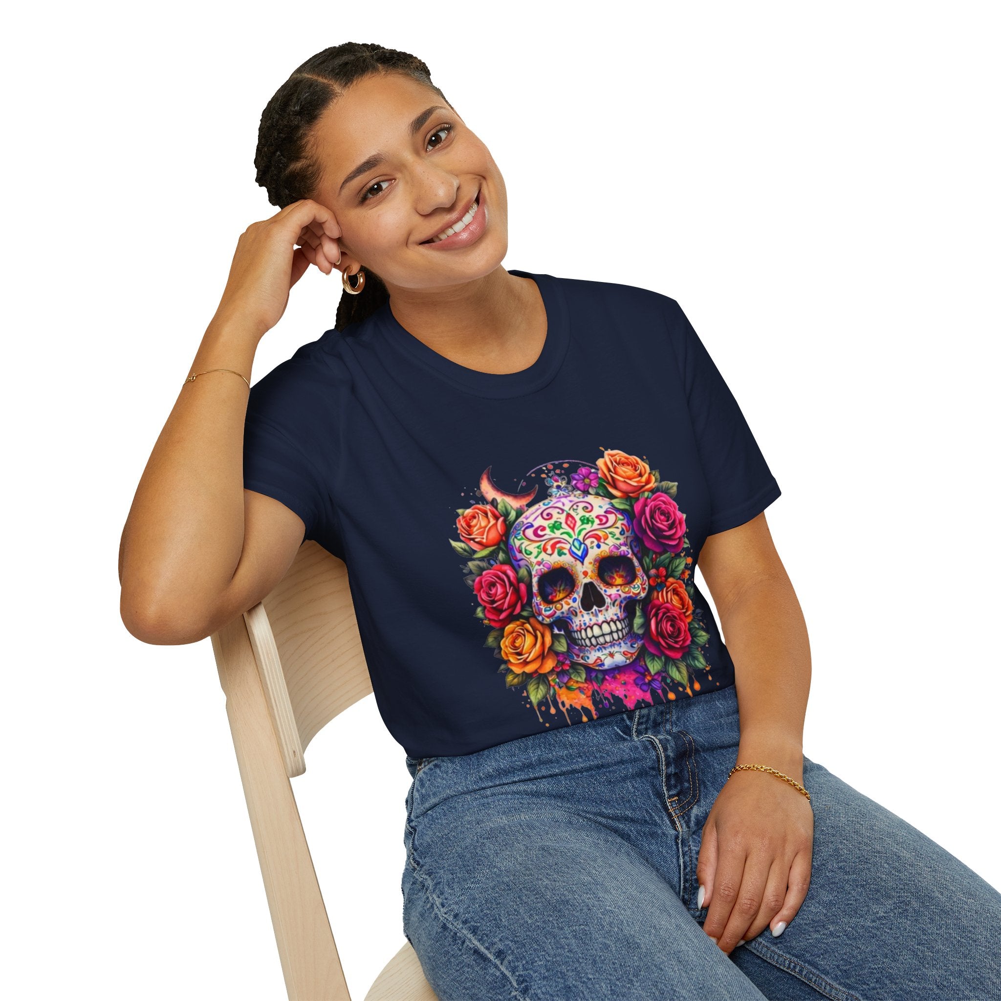 Day of the Dead Sugar Skull T-Shirt — Floral Calavera Tee