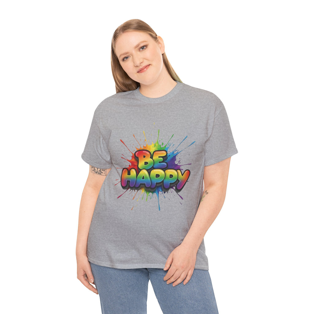 Be Happy Rainbow Tee — Positive Vibes Graphic T-Shirt