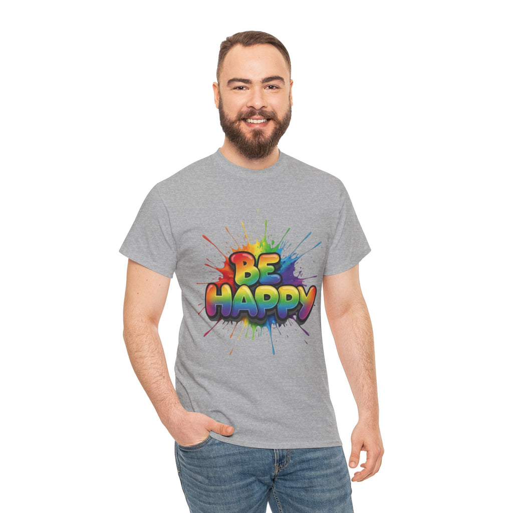 Be Happy Rainbow Tee — Positive Vibes Graphic T-Shirt