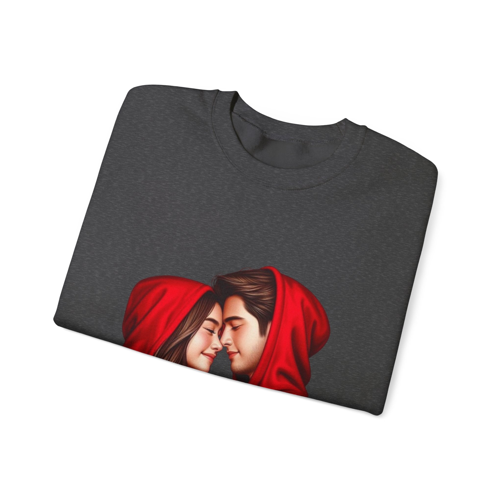 Couple in Red Hoodies Crewneck Sweatshirt — Romantic Matching Pullover
