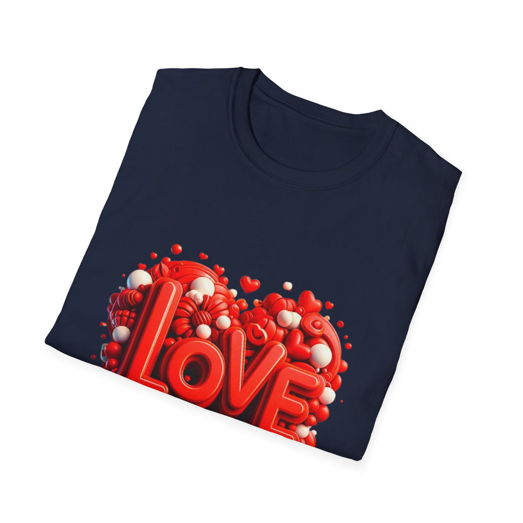 Love Heart T-Shirt — Red 3D 'LOVE' Graphic Valentine's Tee