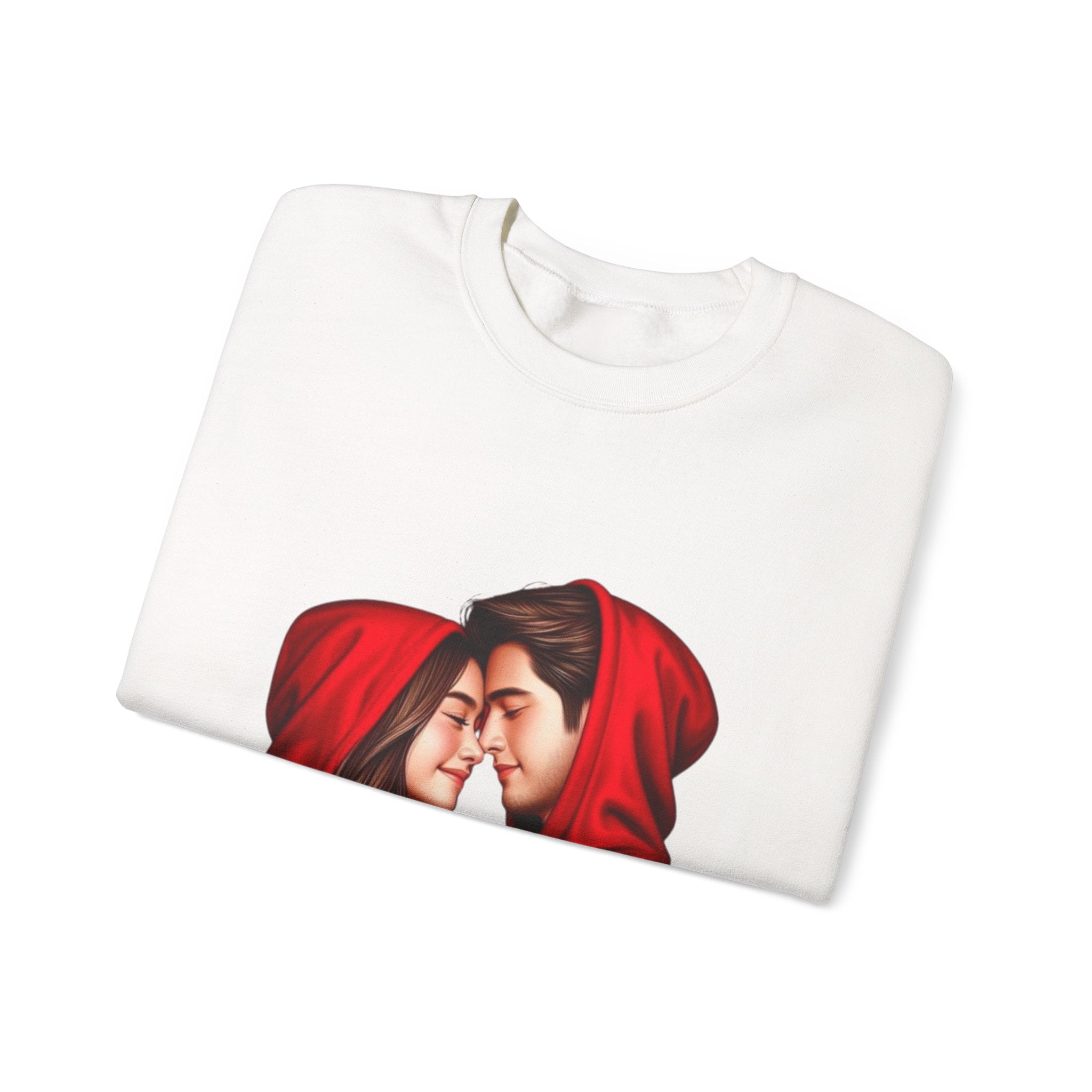 Couple in Red Hoodies Crewneck Sweatshirt — Romantic Matching Pullover