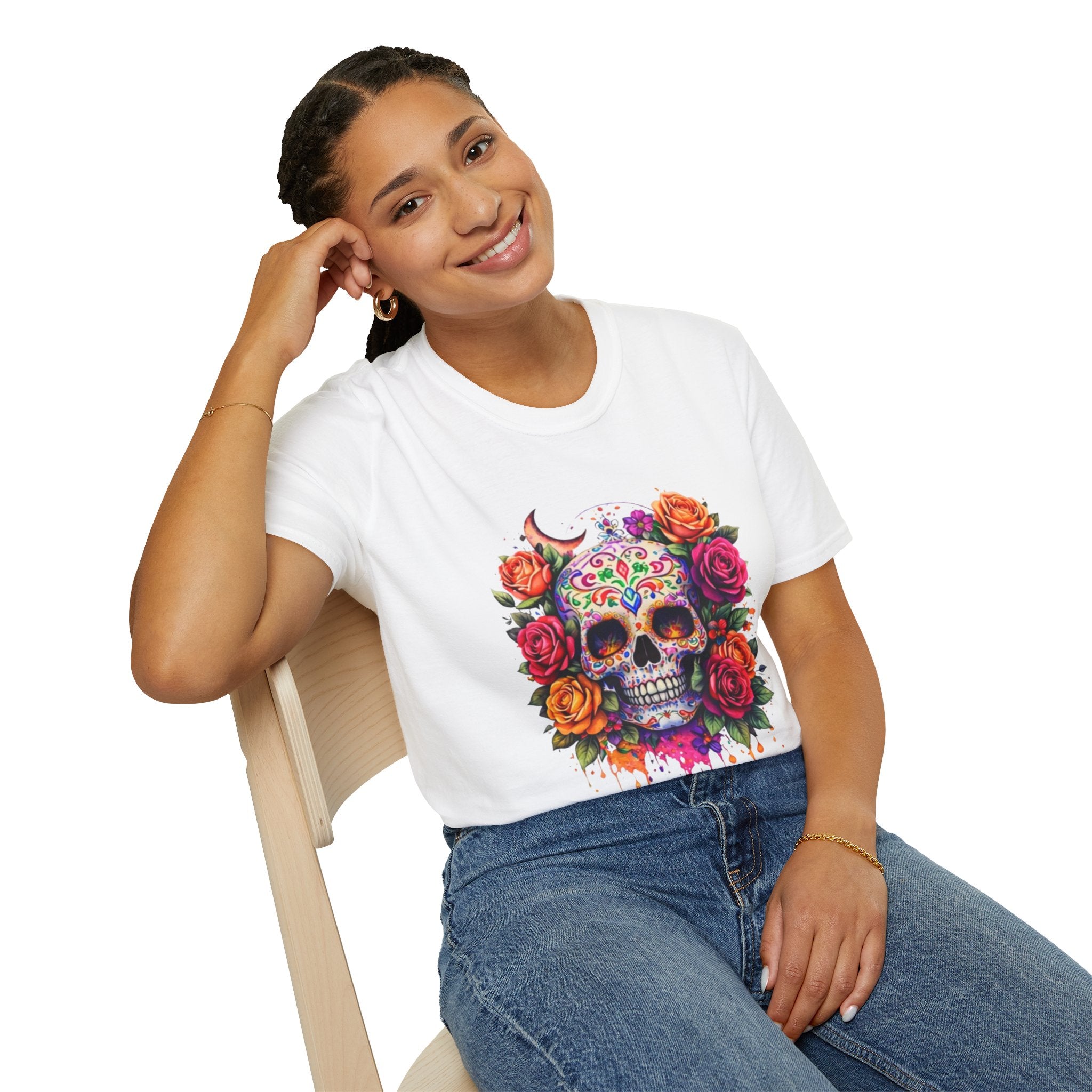 Day of the Dead Sugar Skull T-Shirt — Floral Calavera Tee