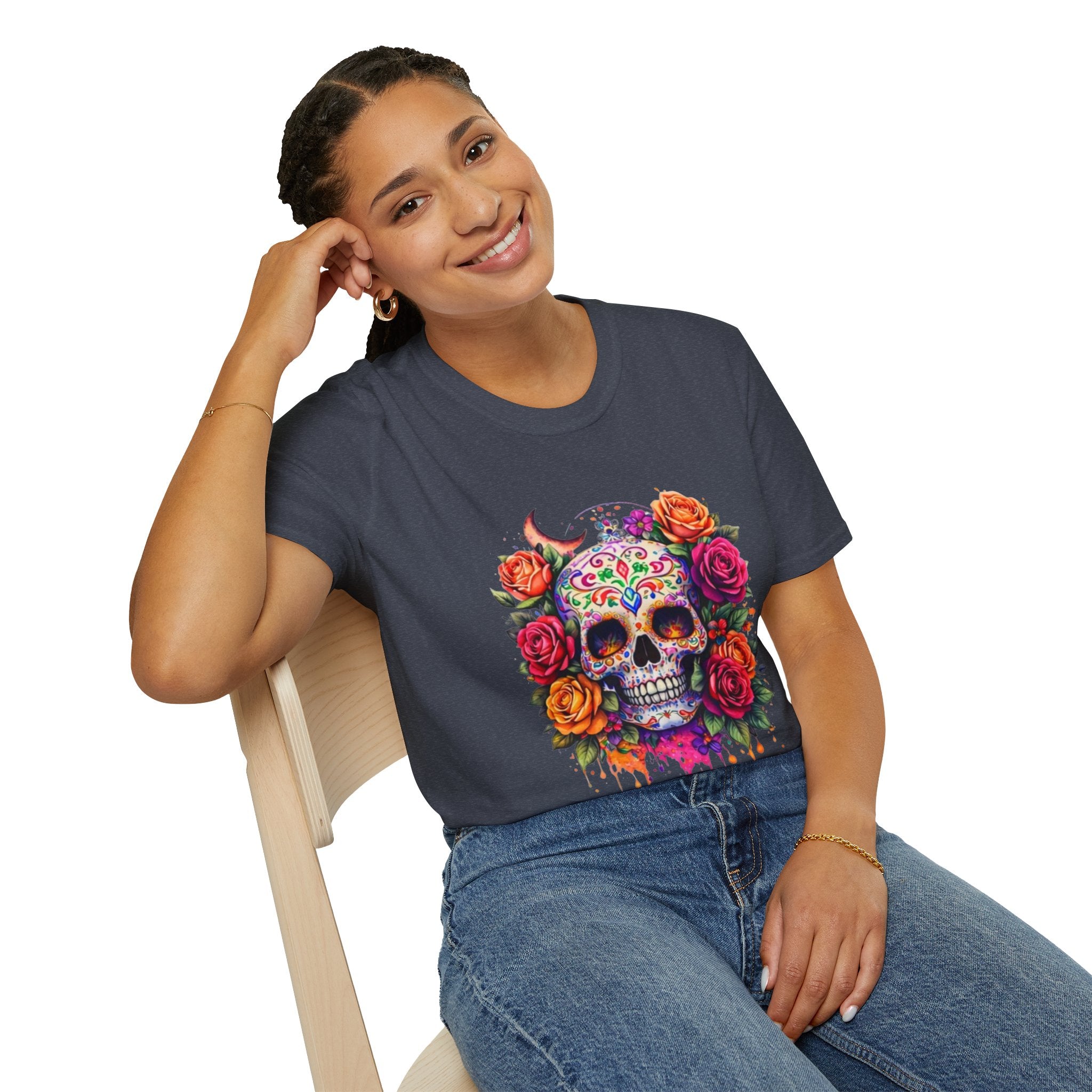 Day of the Dead Sugar Skull T-Shirt — Floral Calavera Tee