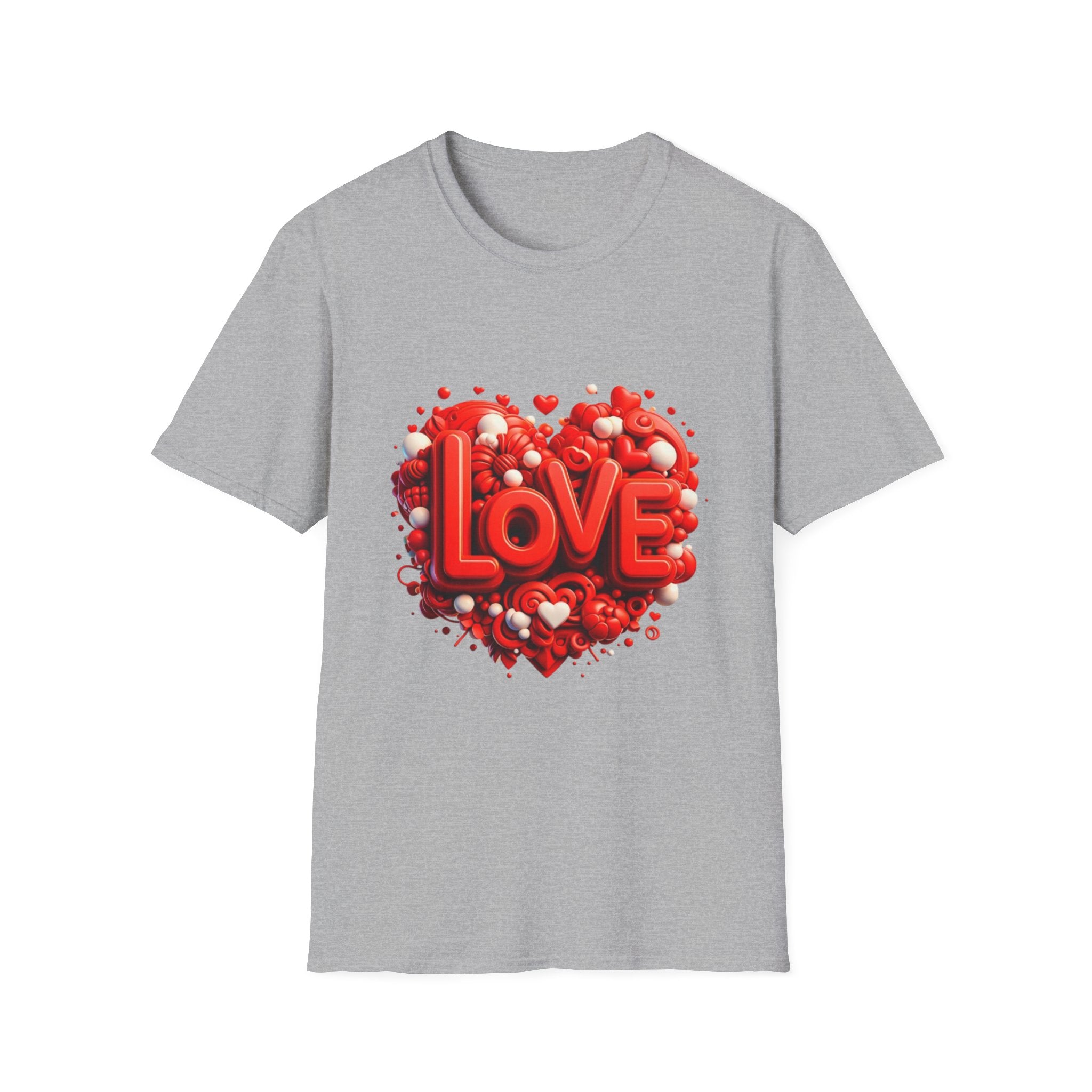 Love Heart T-Shirt — Red 3D 'LOVE' Graphic Valentine's Tee