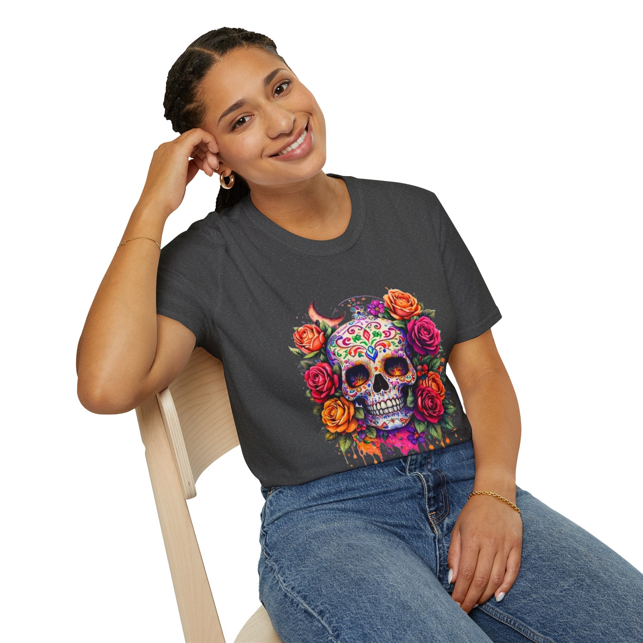 Day of the Dead Sugar Skull T-Shirt — Floral Calavera Tee