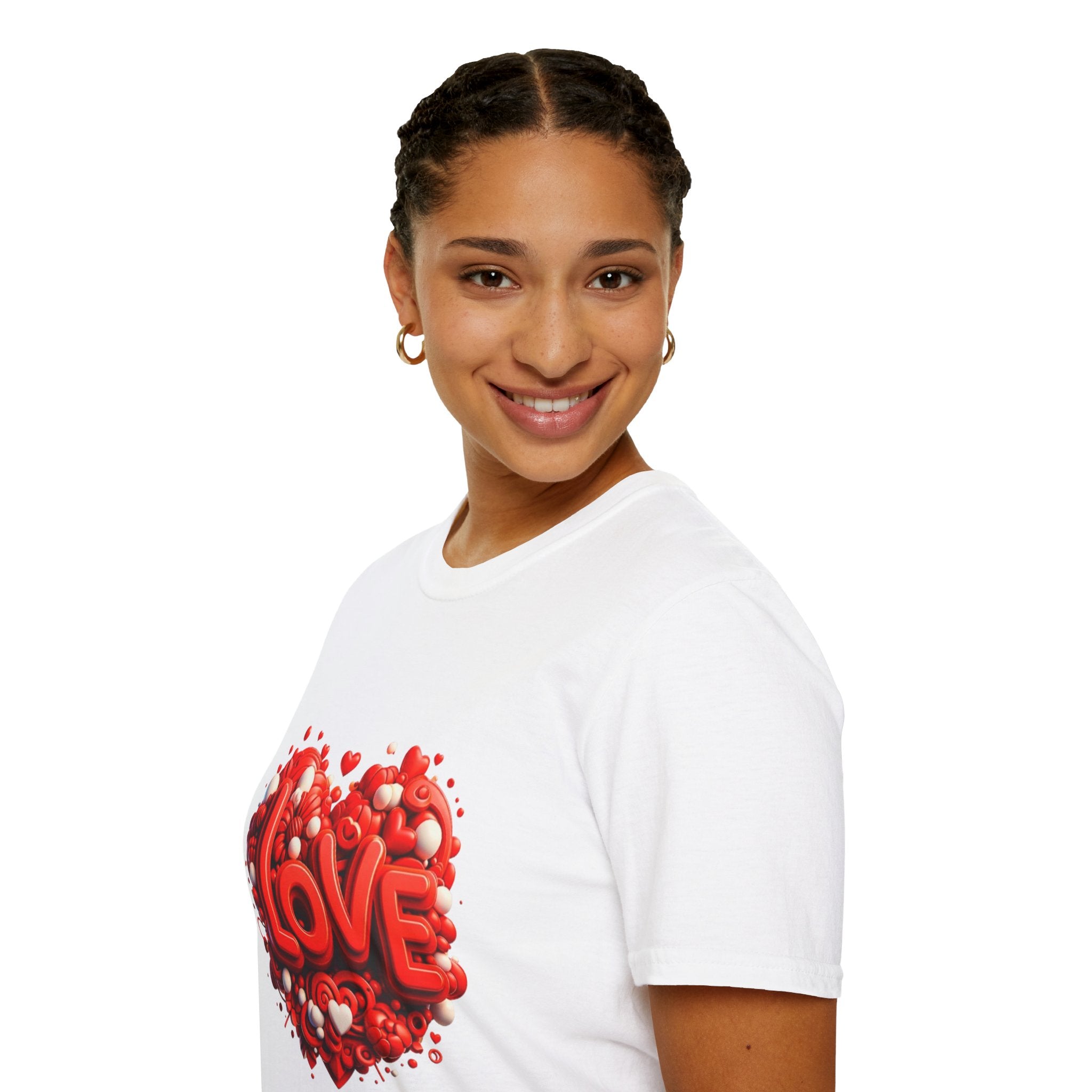 Love Heart T-Shirt — Red 3D 'LOVE' Graphic Valentine's Tee