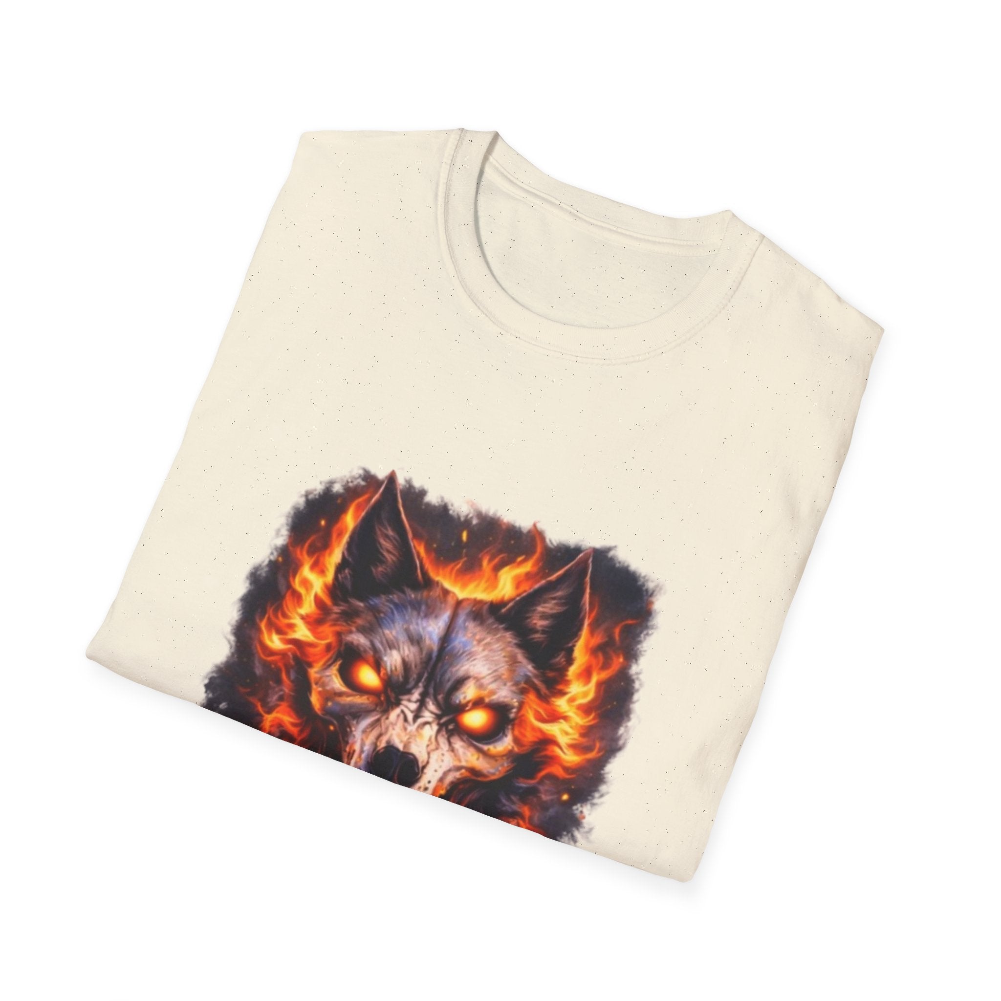 Flaming Wolf Skull T-Shirt — Fiery Wolf Head Graphic Tee