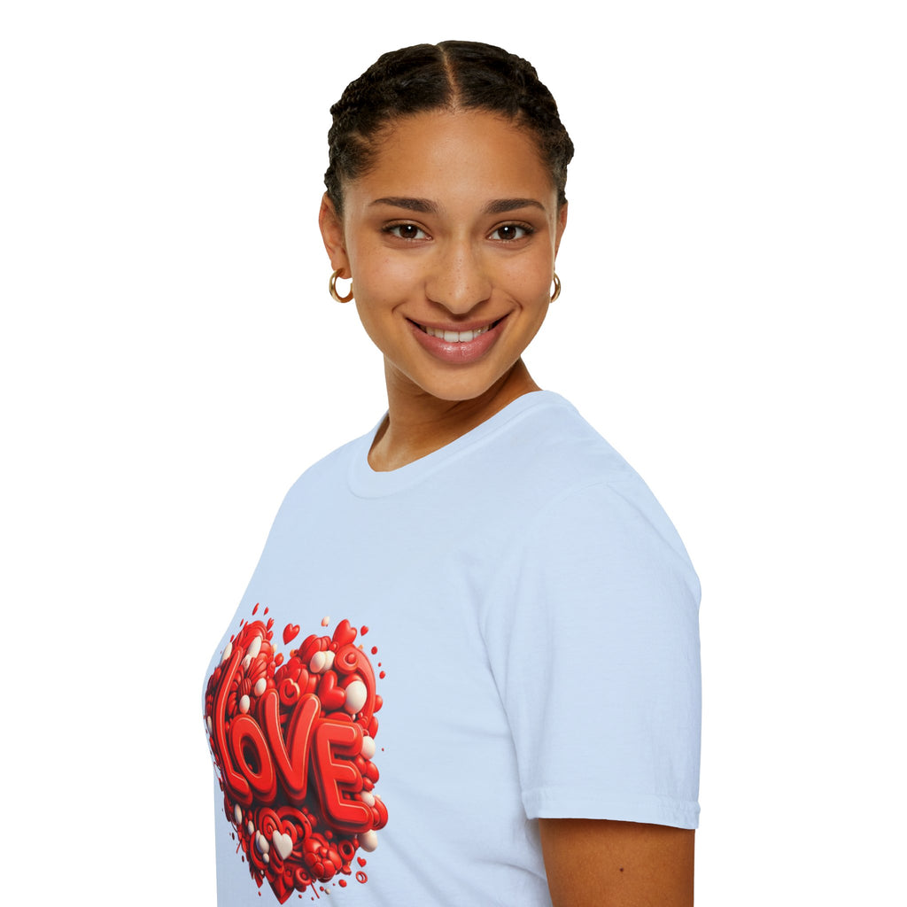 Love Heart T-Shirt — Red 3D 'LOVE' Graphic Valentine's Tee