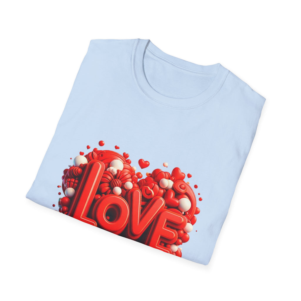Love Heart T-Shirt — Red 3D 'LOVE' Graphic Valentine's Tee