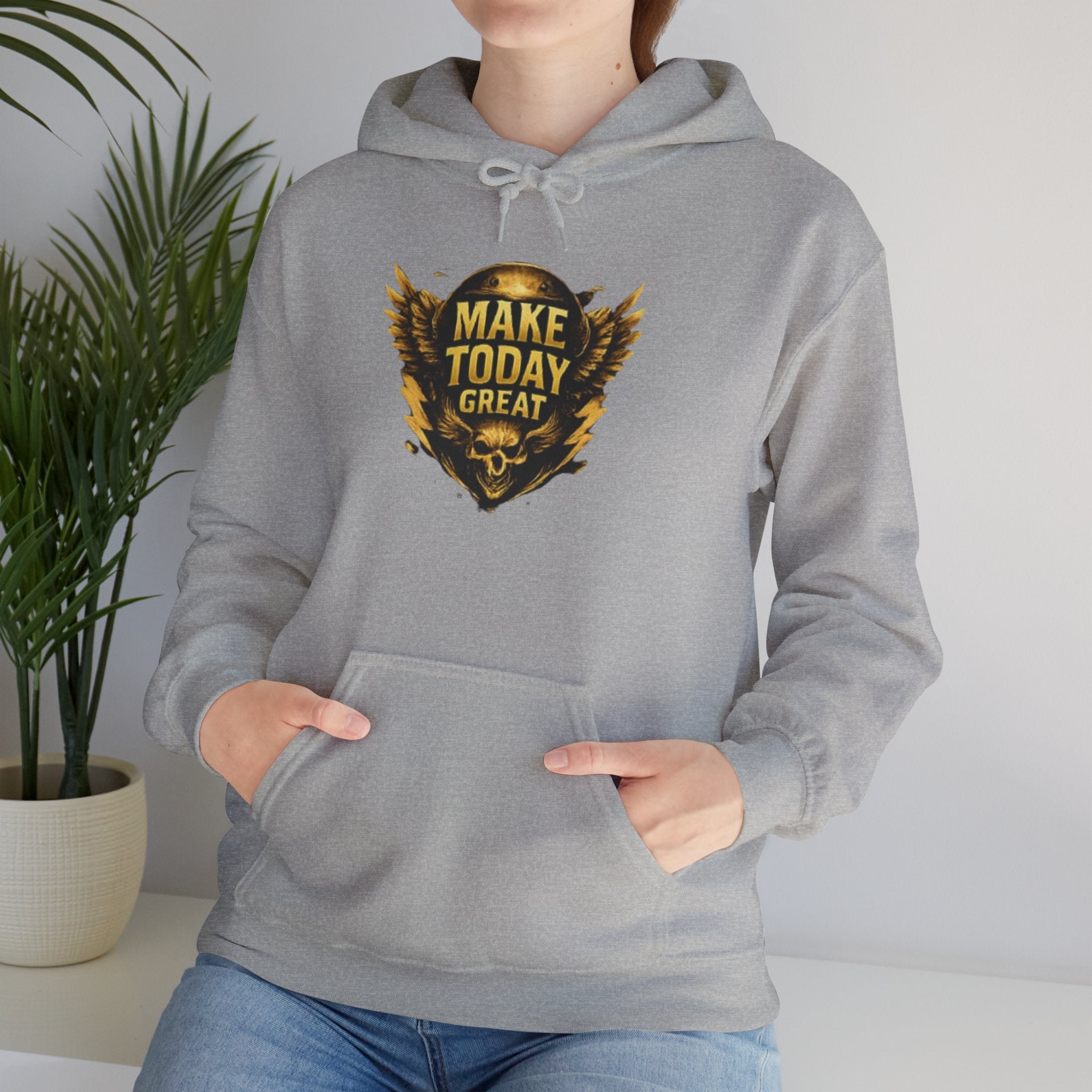 Make Today Great Hoodie — Inspirational Gold Shield Hooded Sweatshirt