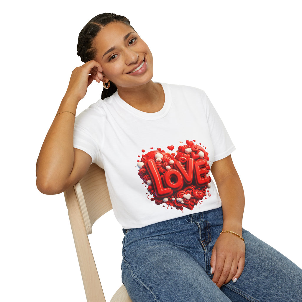 Love Heart T-Shirt — Red 3D 'LOVE' Graphic Valentine's Tee