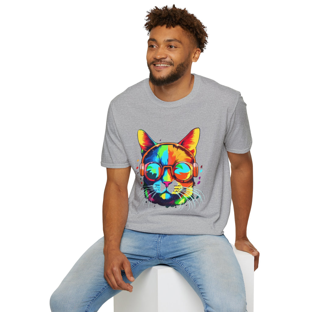 Colorful Cat with Sunglasses T-Shirt