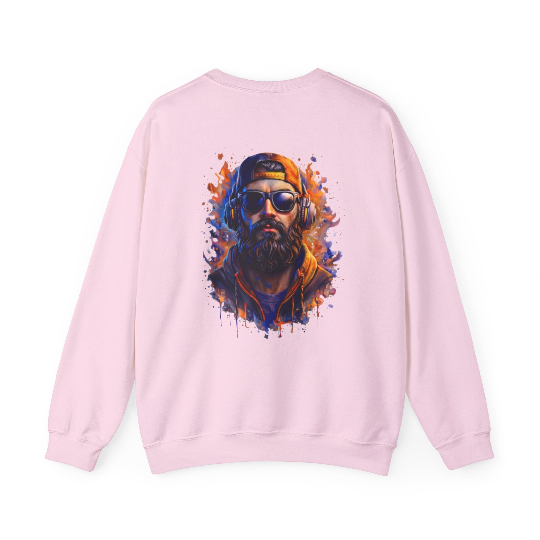 Bearded Hipster Portrait Sweatshirt — Artistic Drip Paint Crewneck