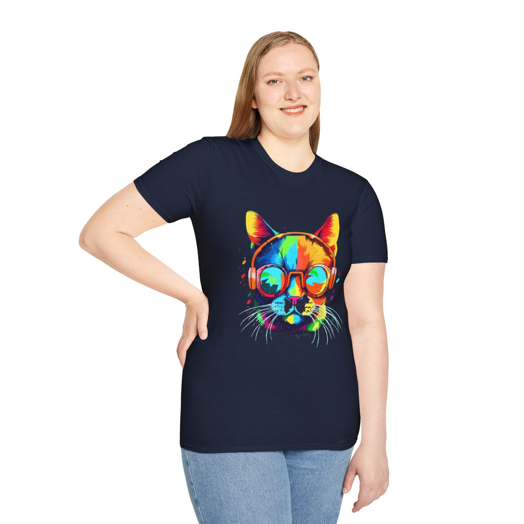 Colorful Cat with Sunglasses T-Shirt