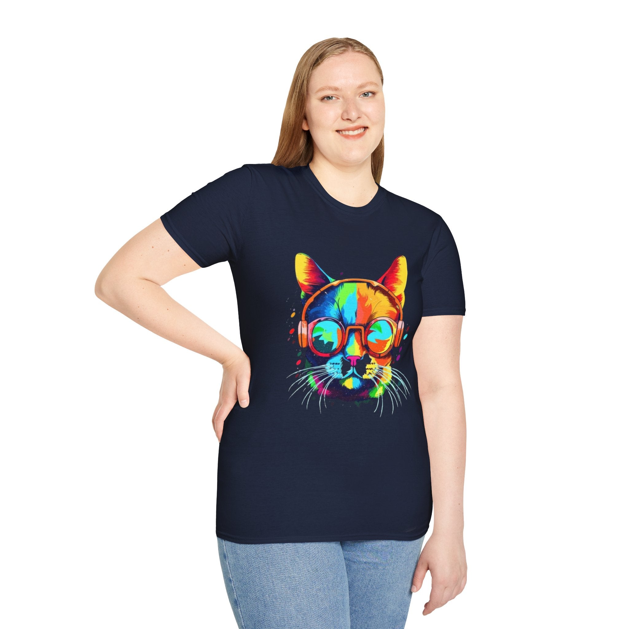Colorful Cat with Sunglasses T-Shirt