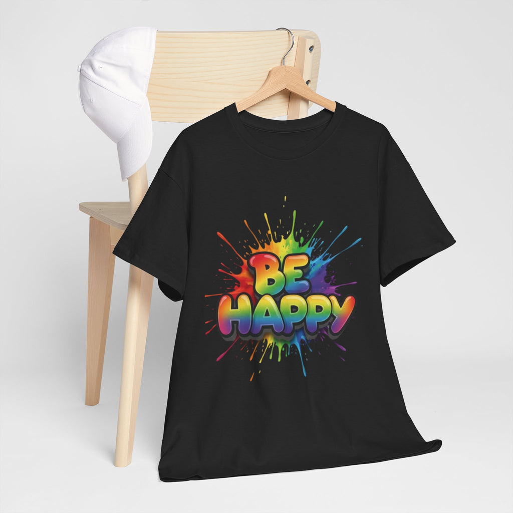 Be Happy Rainbow Tee — Positive Vibes Graphic T-Shirt