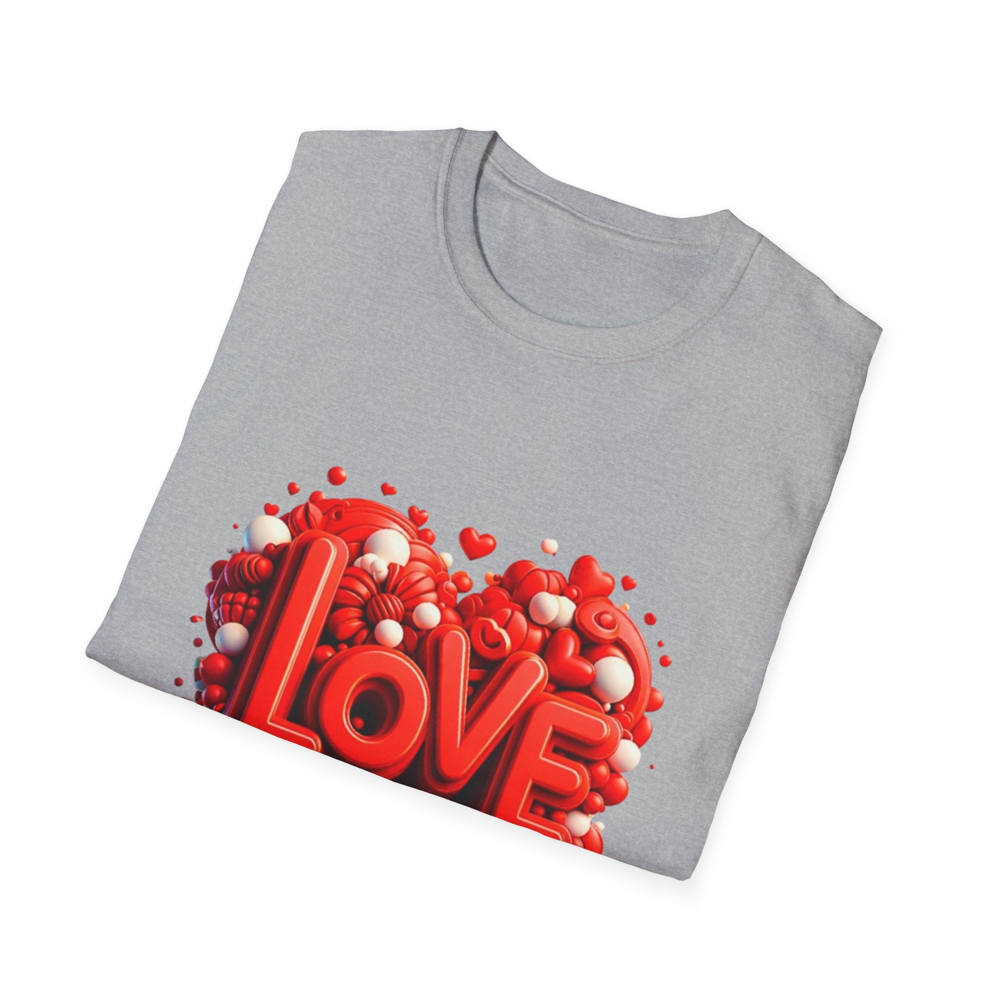 Love Heart T-Shirt — Red 3D 'LOVE' Graphic Valentine's Tee