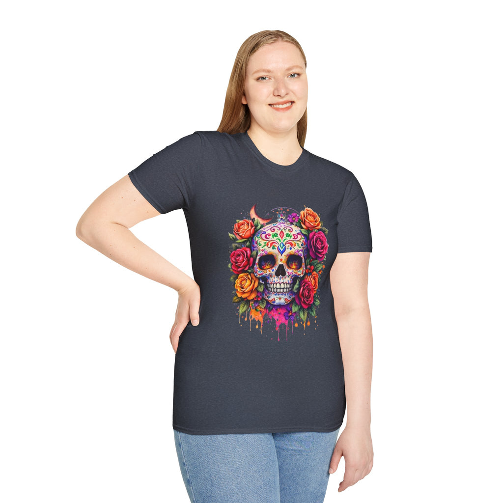 Day of the Dead Sugar Skull T-Shirt — Floral Calavera Tee