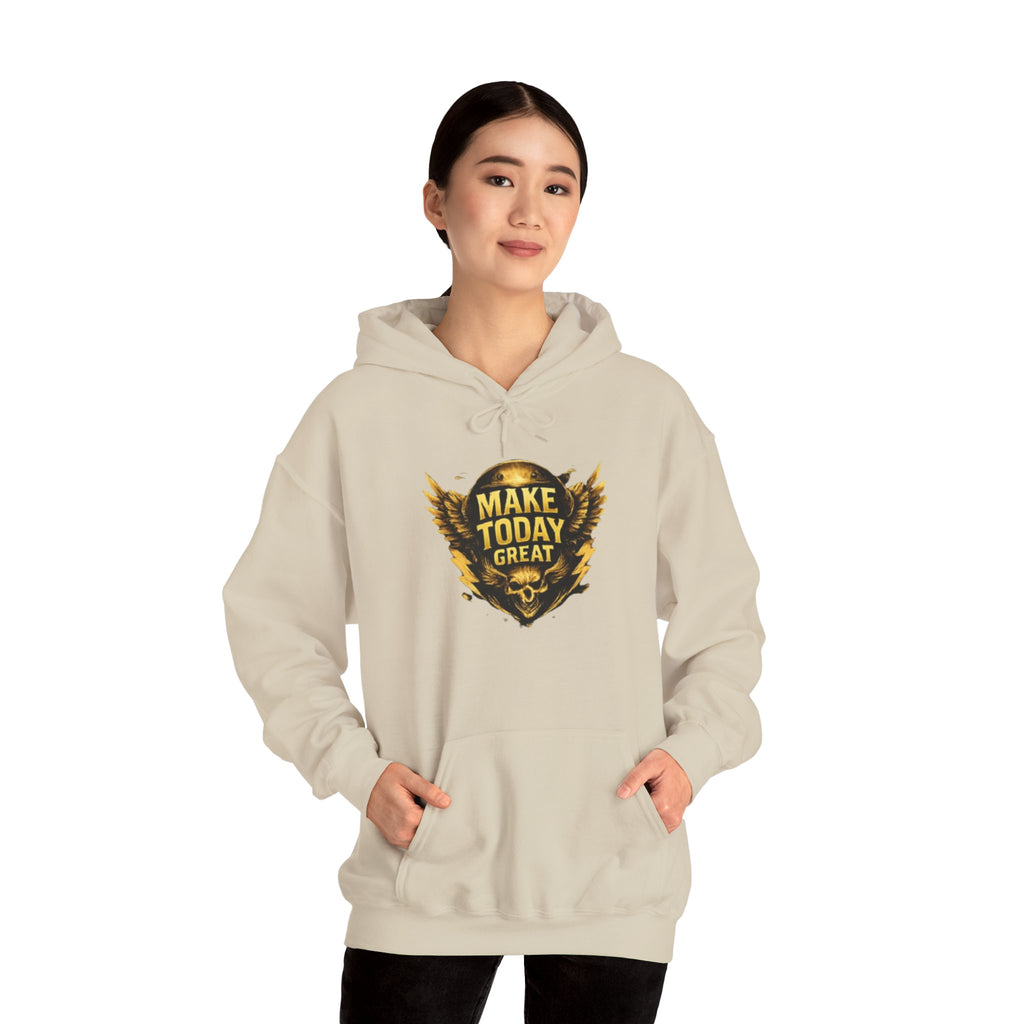 Make Today Great Hoodie — Inspirational Gold Shield Hooded Sweatshirt