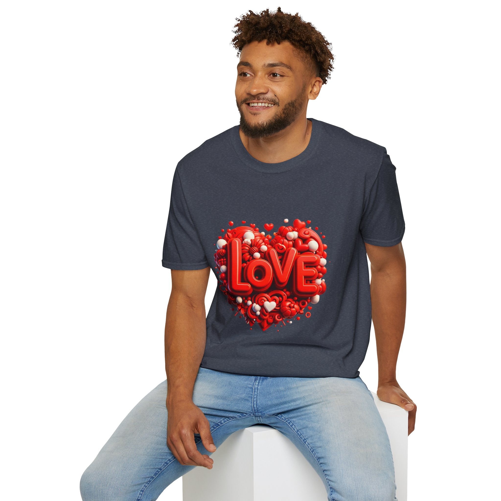 Love Heart T-Shirt — Red 3D 'LOVE' Graphic Valentine's Tee