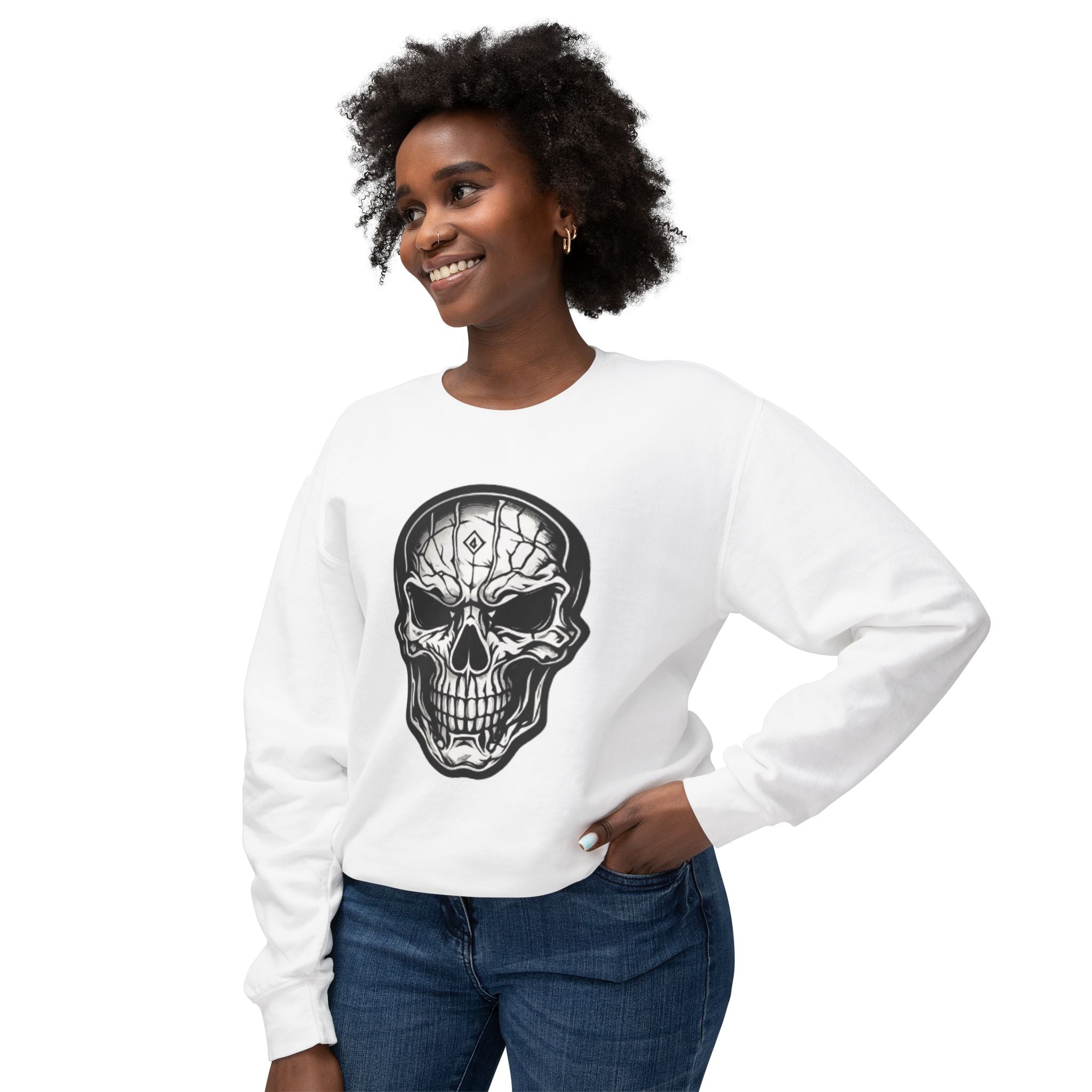 Skull Crewneck Sweatshirt — Gothic Skull Graphic Pullover