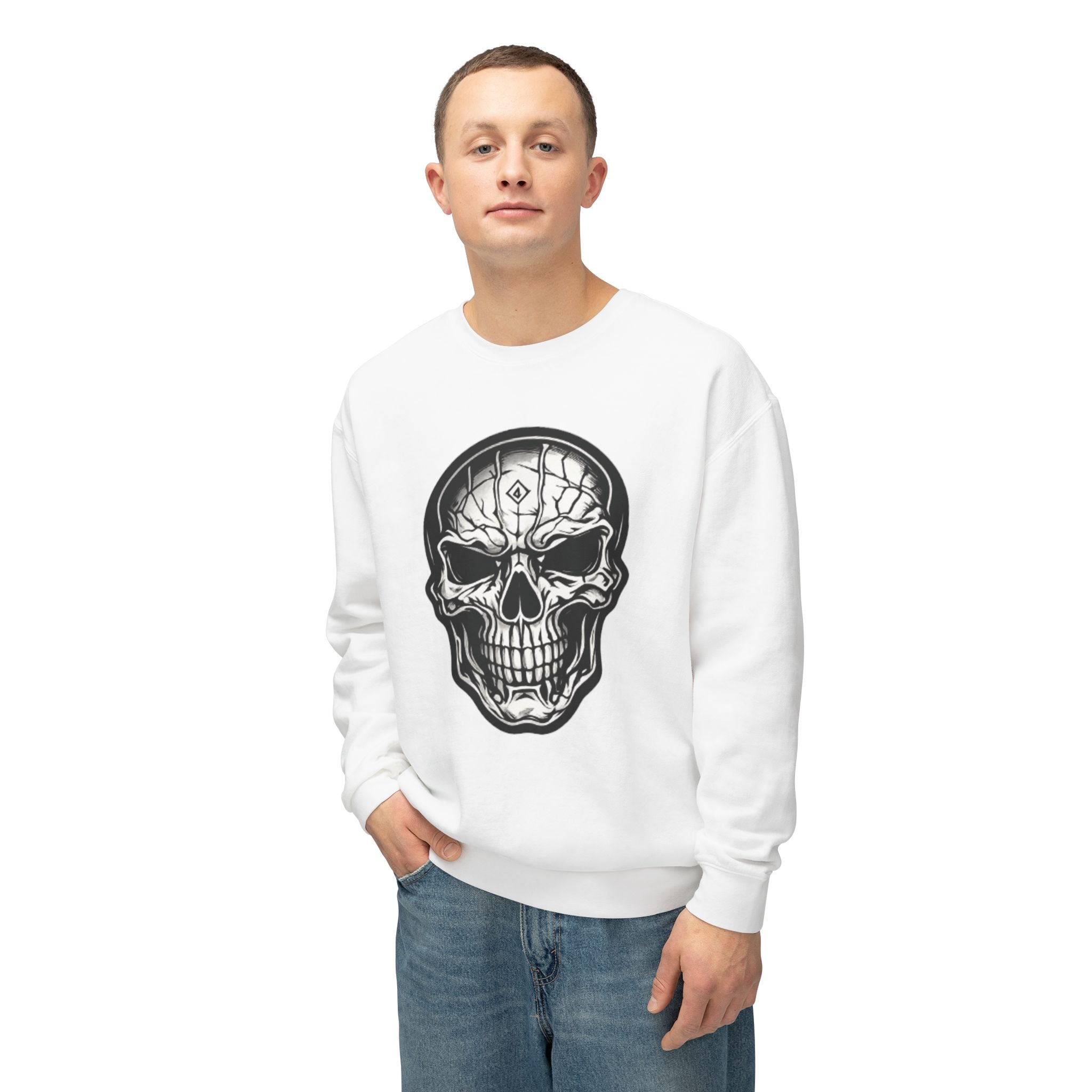 Skull Crewneck Sweatshirt — Gothic Skull Graphic Pullover