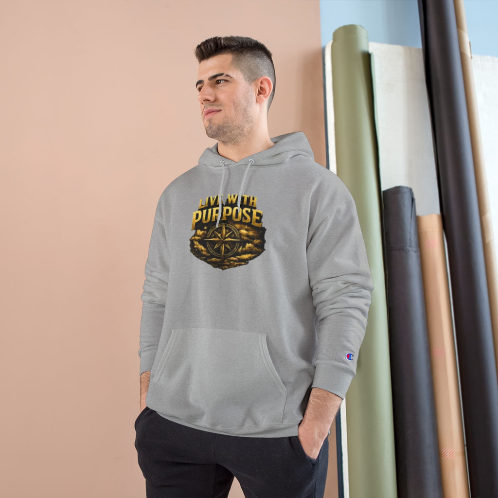 Live With Purpose Hoodie — Motivational Champion Hoodie with Compass Graphic