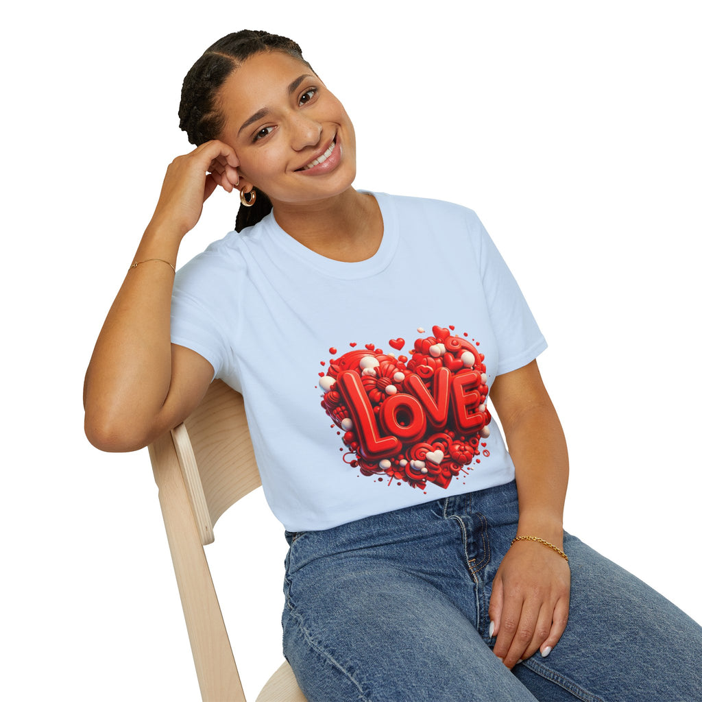 Love Heart T-Shirt — Red 3D 'LOVE' Graphic Valentine's Tee