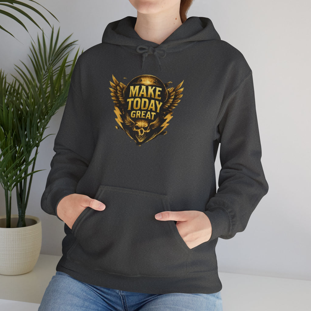 Make Today Great Hoodie — Inspirational Gold Shield Hooded Sweatshirt