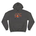 Just Do It Hoodie — White Champion Pullover with Drip Graffiti Text