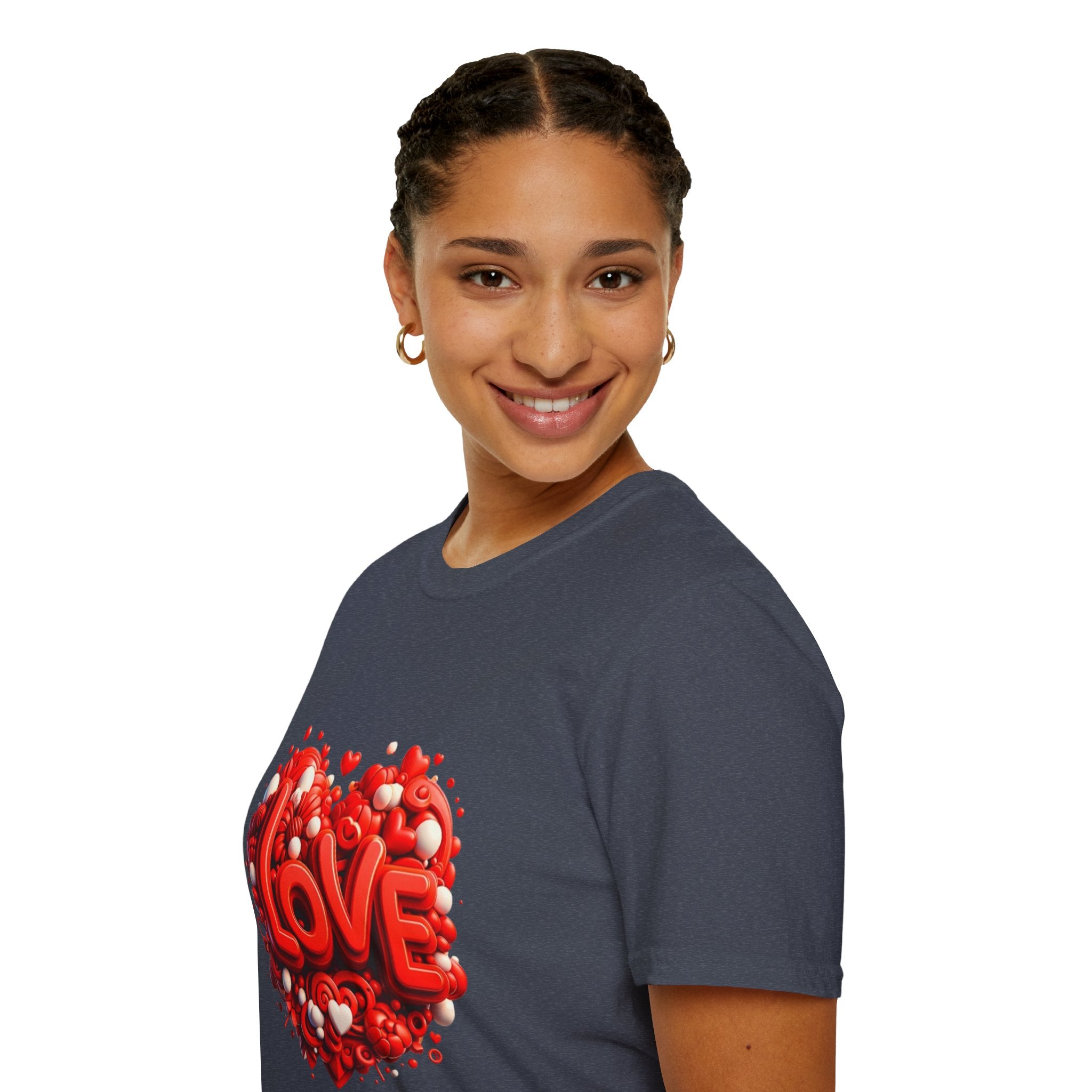 Love Heart T-Shirt — Red 3D 'LOVE' Graphic Valentine's Tee