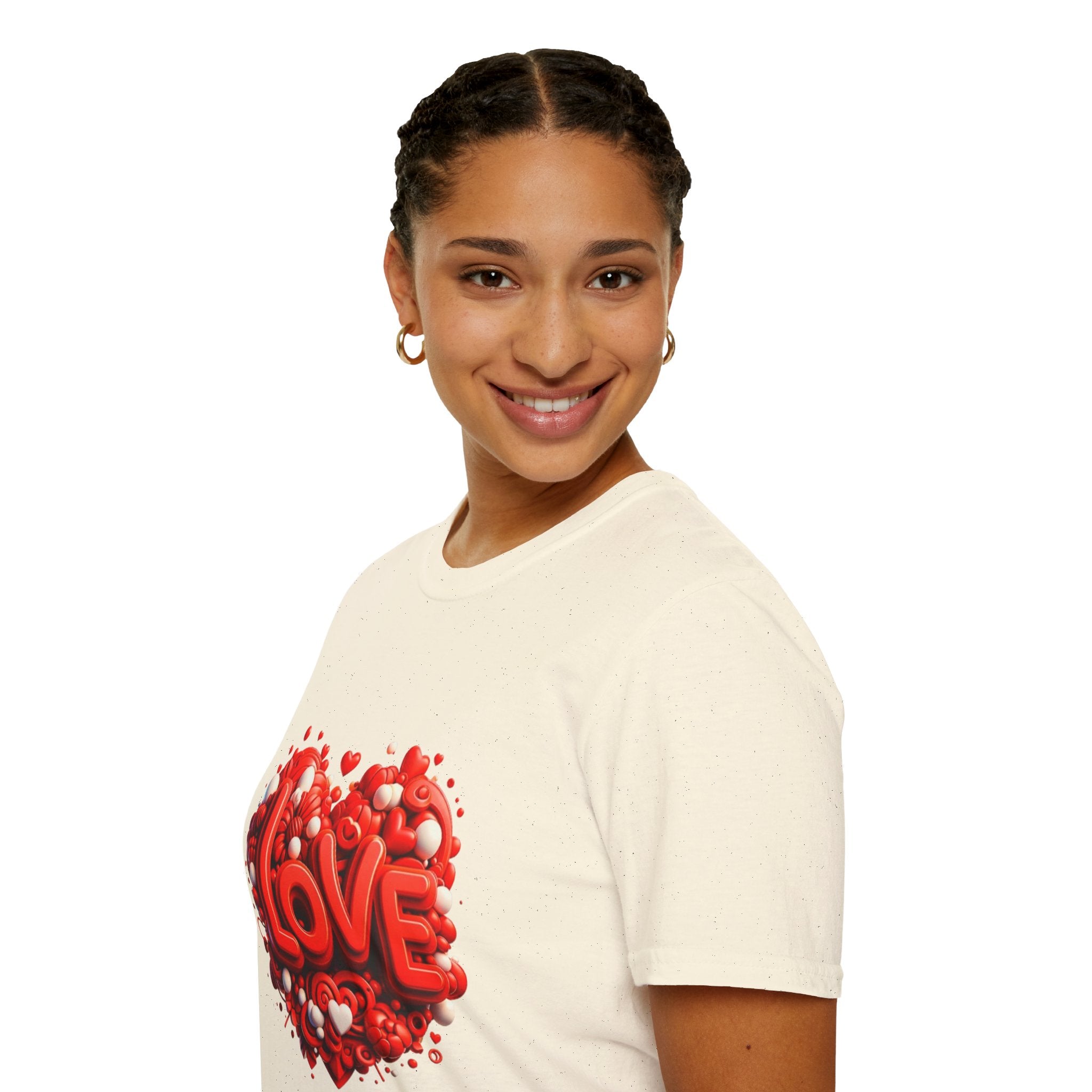 Love Heart T-Shirt — Red 3D 'LOVE' Graphic Valentine's Tee