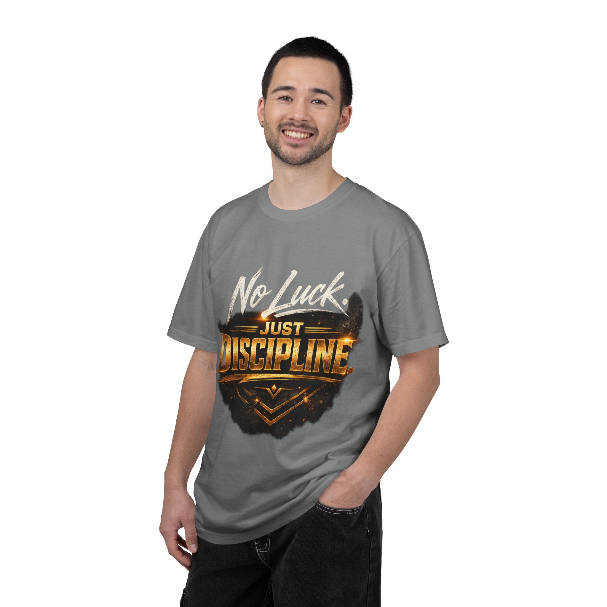 No Luck Just Discipline T-Shirt — Motivational Fitness Tee
