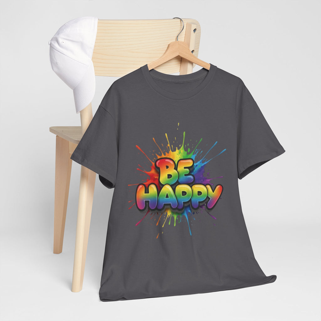 Be Happy Rainbow Tee — Positive Vibes Graphic T-Shirt