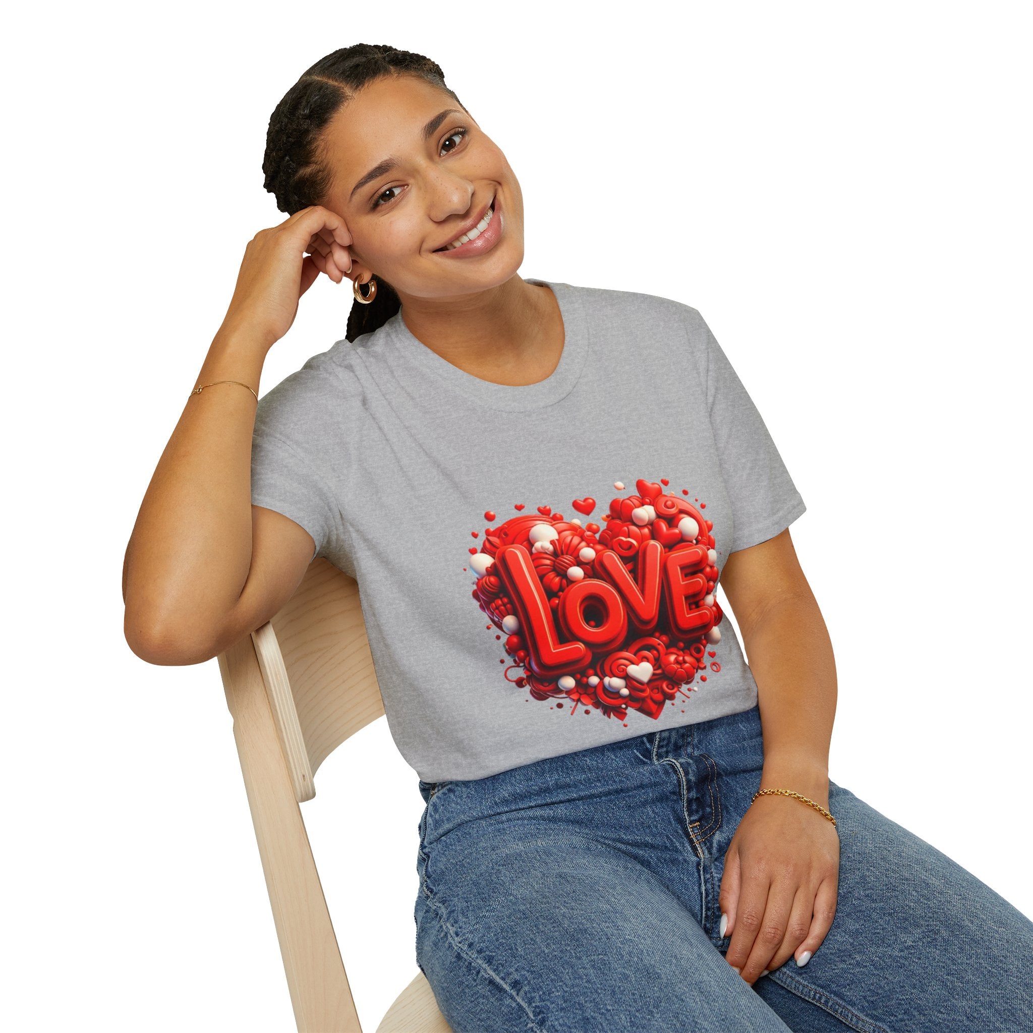 Love Heart T-Shirt — Red 3D 'LOVE' Graphic Valentine's Tee