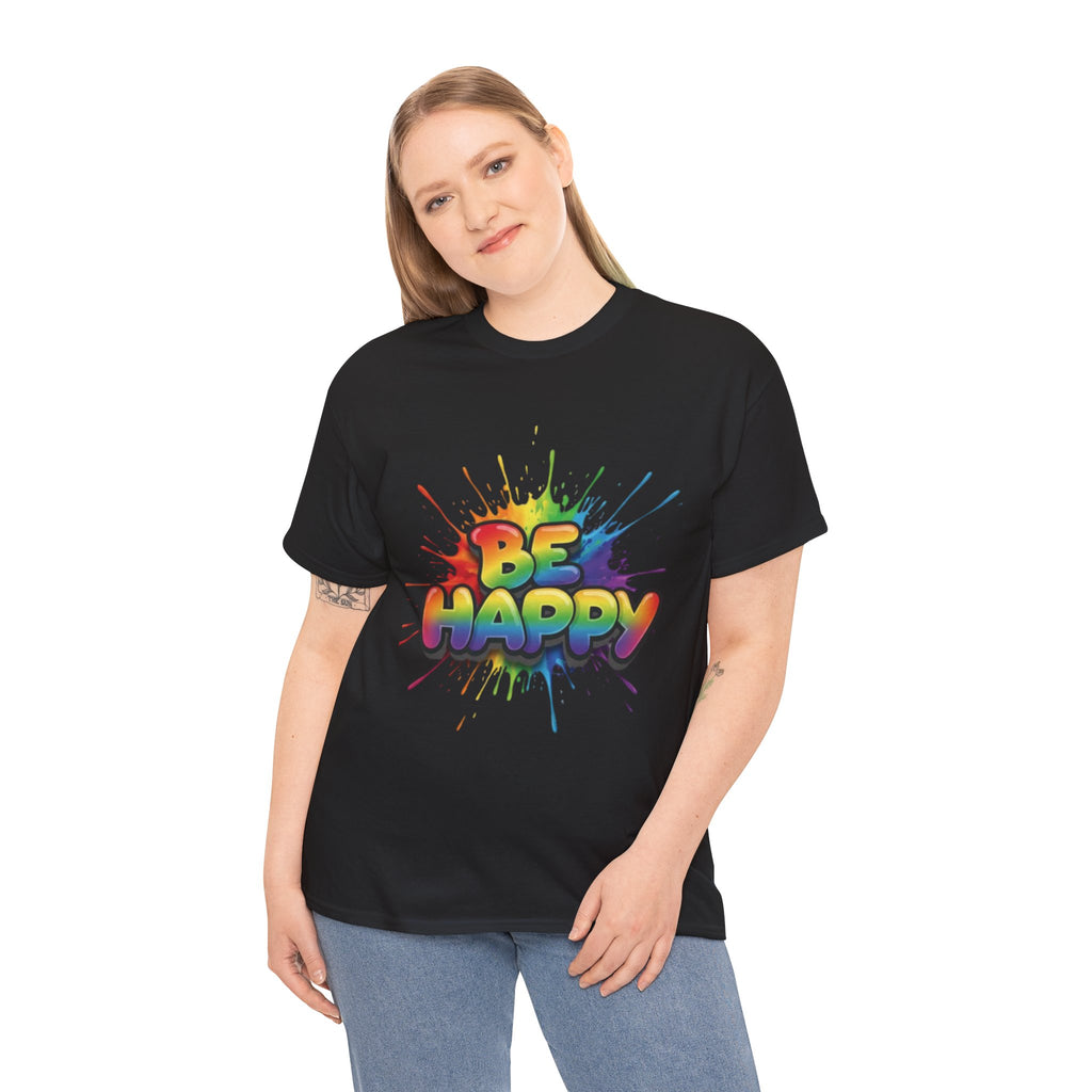 Be Happy Rainbow Tee — Positive Vibes Graphic T-Shirt