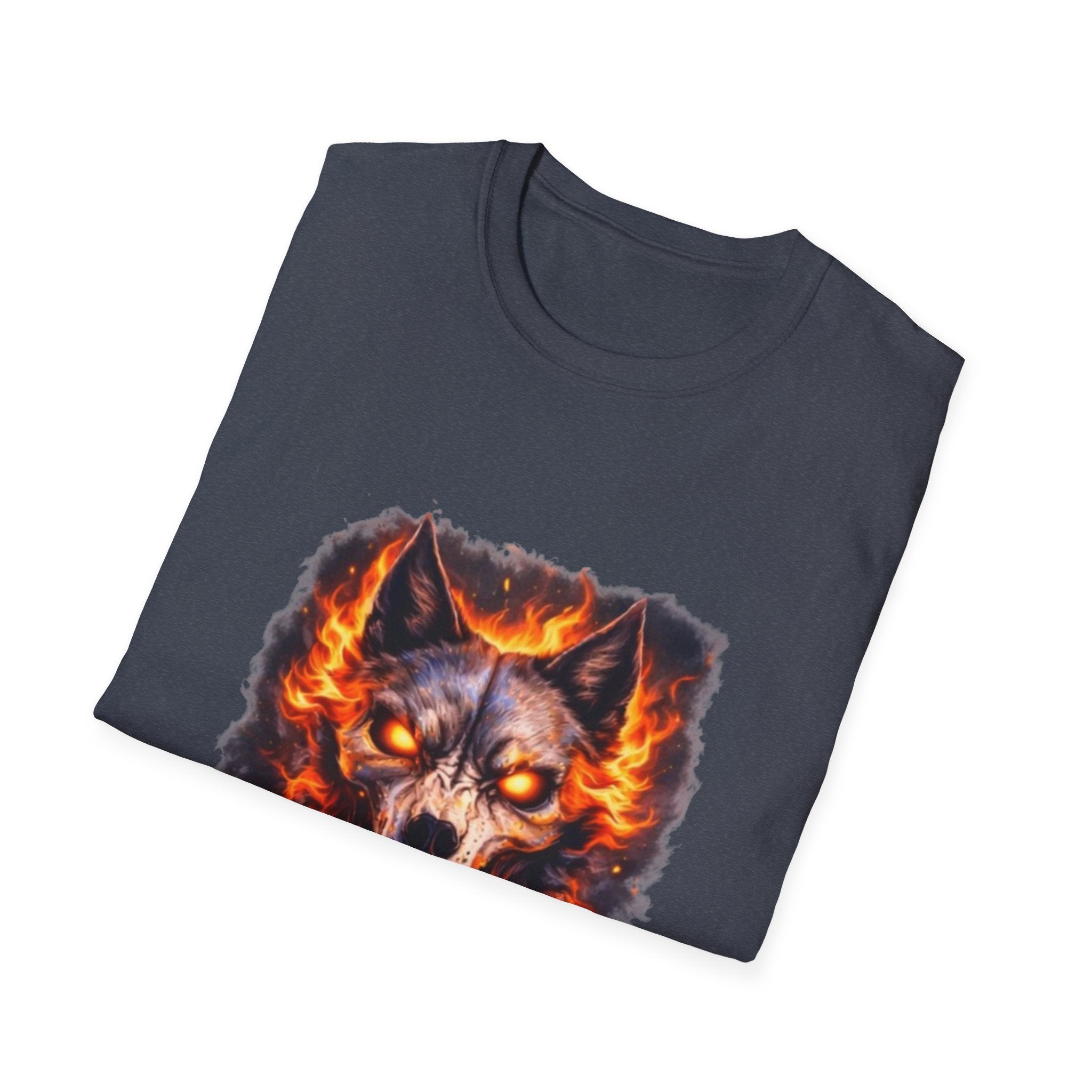 Flaming Wolf Skull T-Shirt — Fiery Wolf Head Graphic Tee