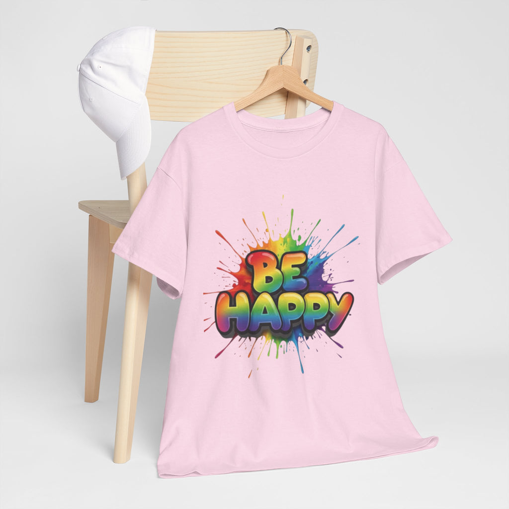 Be Happy Rainbow Tee — Positive Vibes Graphic T-Shirt