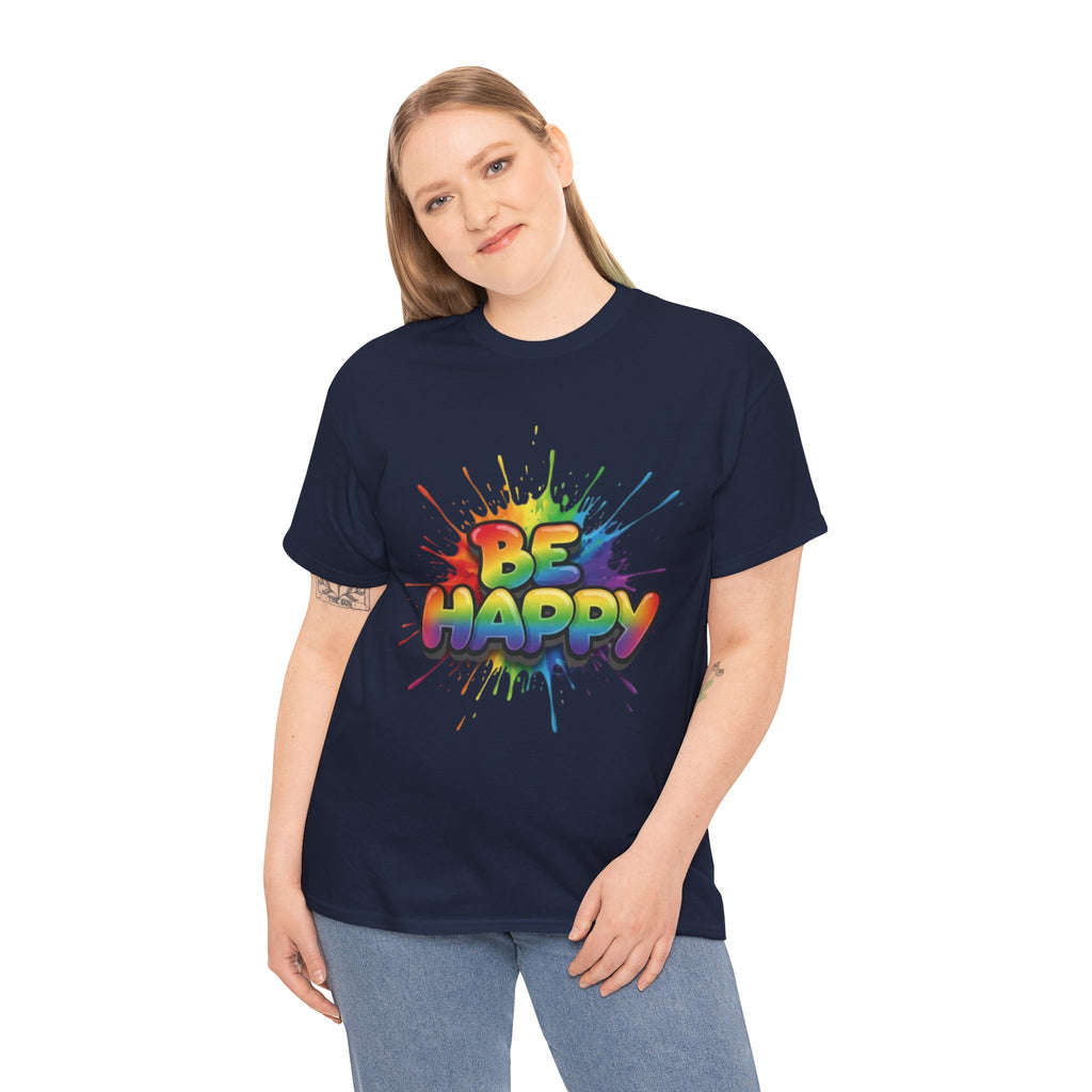 Be Happy Rainbow Tee — Positive Vibes Graphic T-Shirt