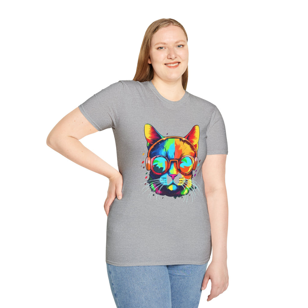 Colorful Cat with Sunglasses T-Shirt