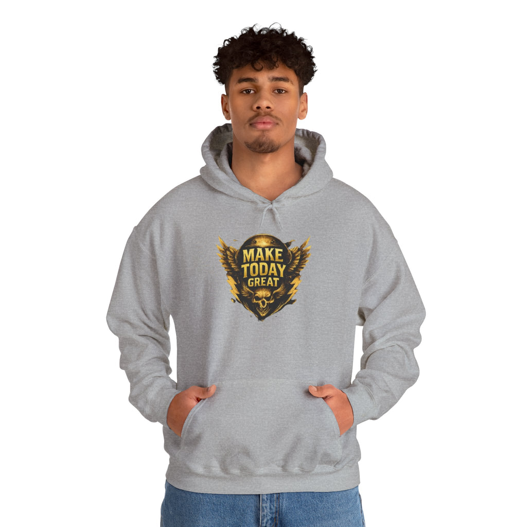 Make Today Great Hoodie — Inspirational Gold Shield Hooded Sweatshirt