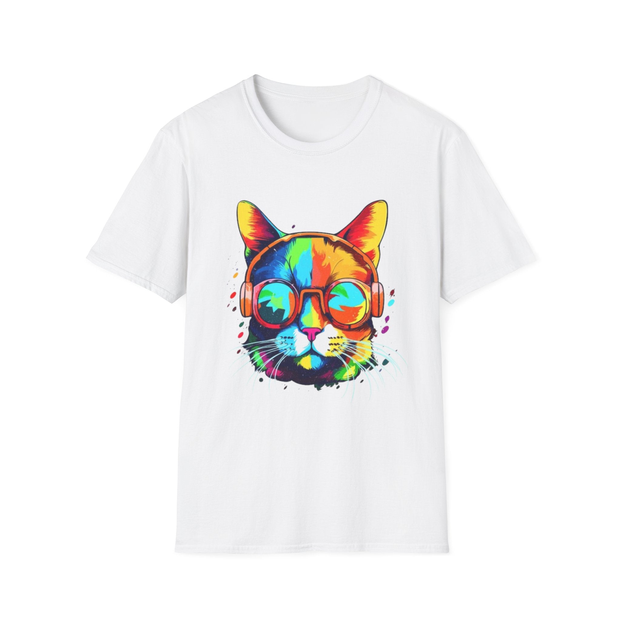 Colorful Cat with Sunglasses T-Shirt