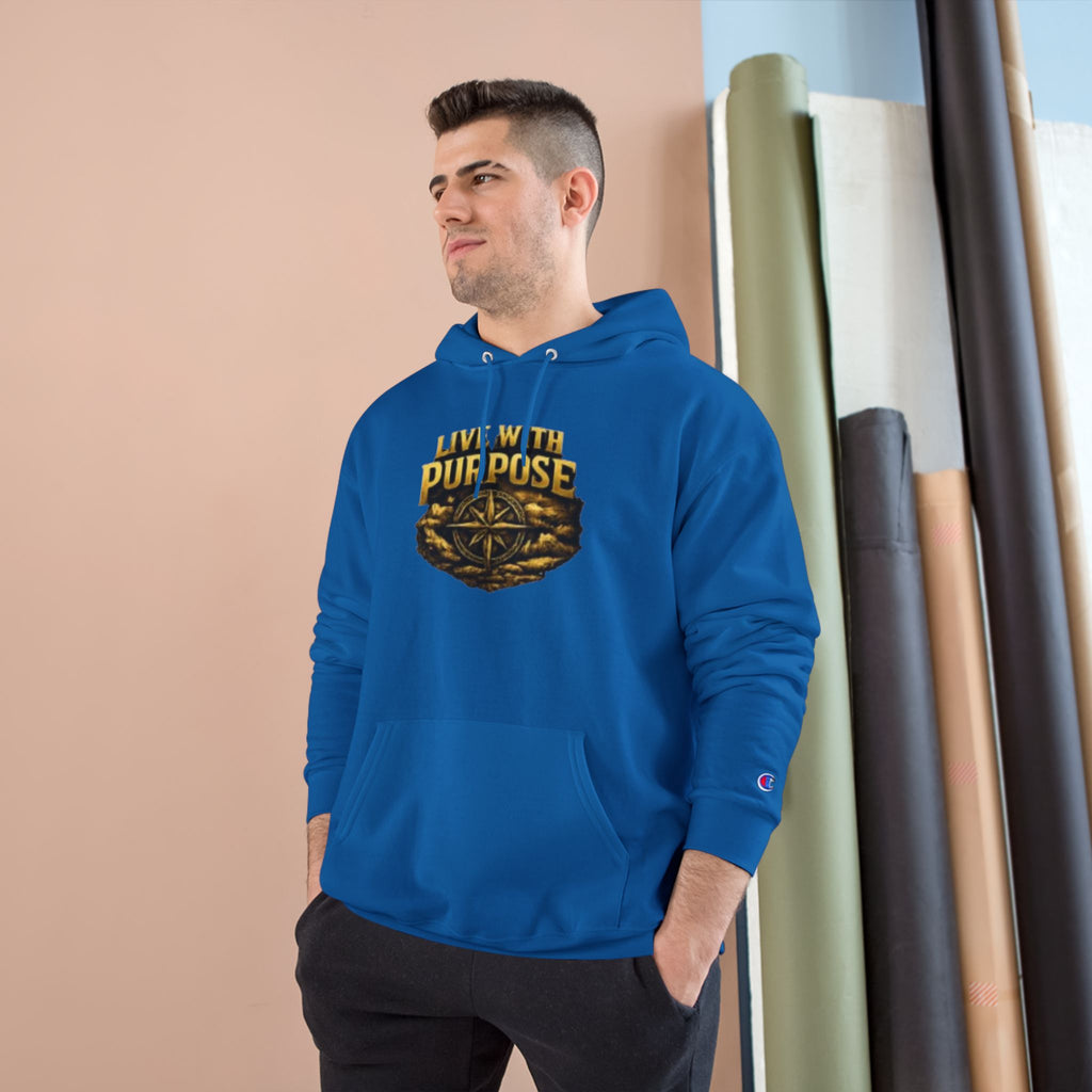 Live With Purpose Hoodie — Motivational Champion Hoodie with Compass Graphic