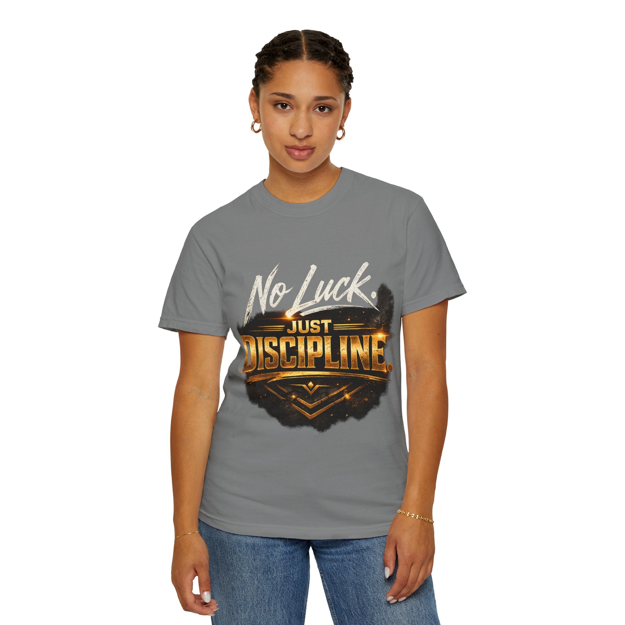 No Luck Just Discipline T-Shirt — Motivational Fitness Tee