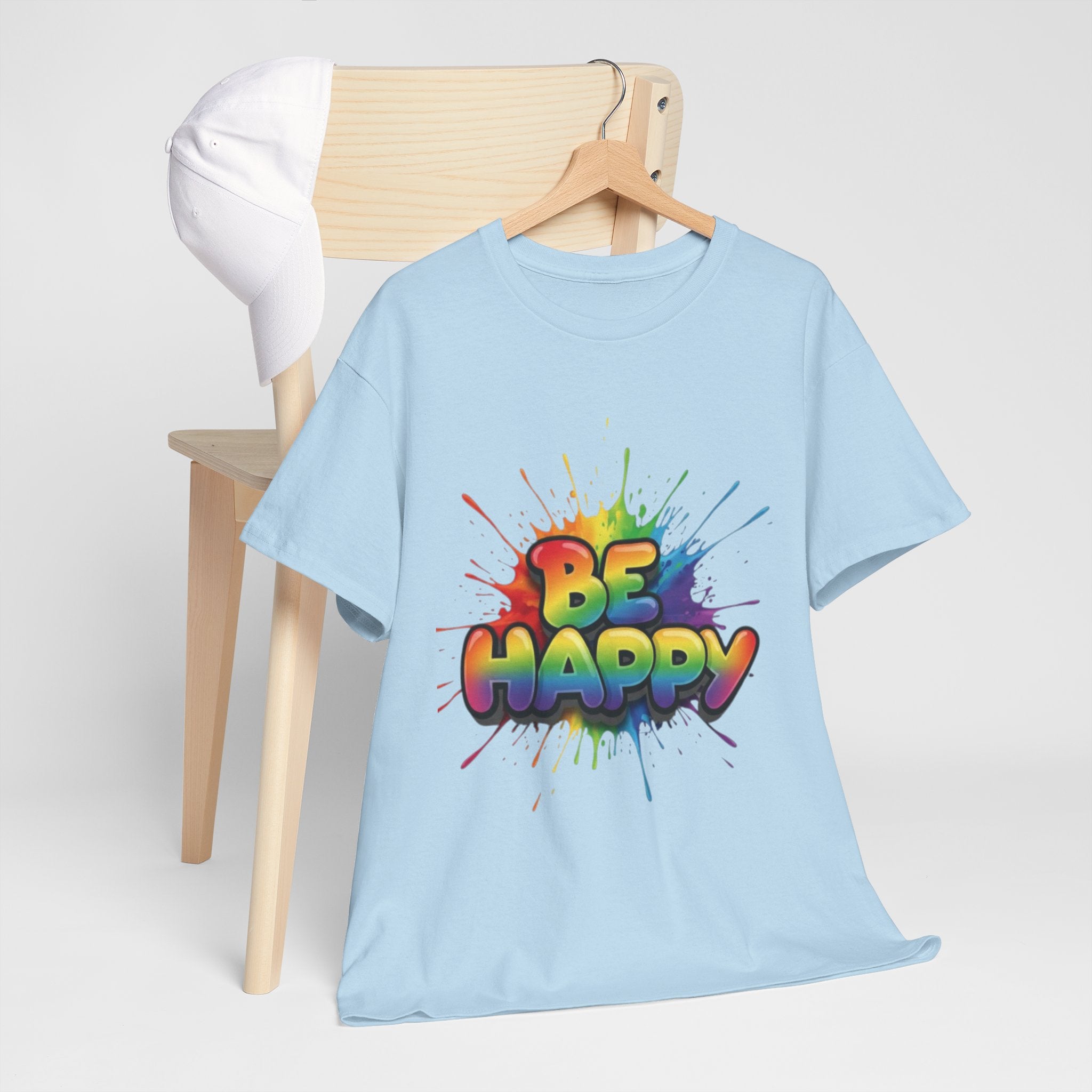 Be Happy Rainbow Tee — Positive Vibes Graphic T-Shirt