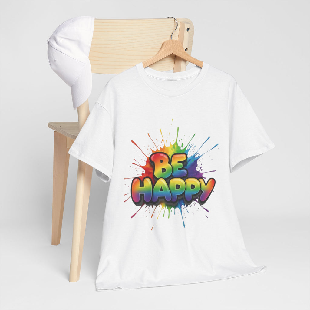 Be Happy Rainbow Tee — Positive Vibes Graphic T-Shirt